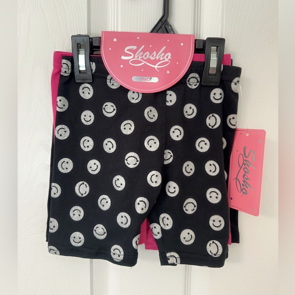 Shosho Black and Pink Smiley Shorts Set